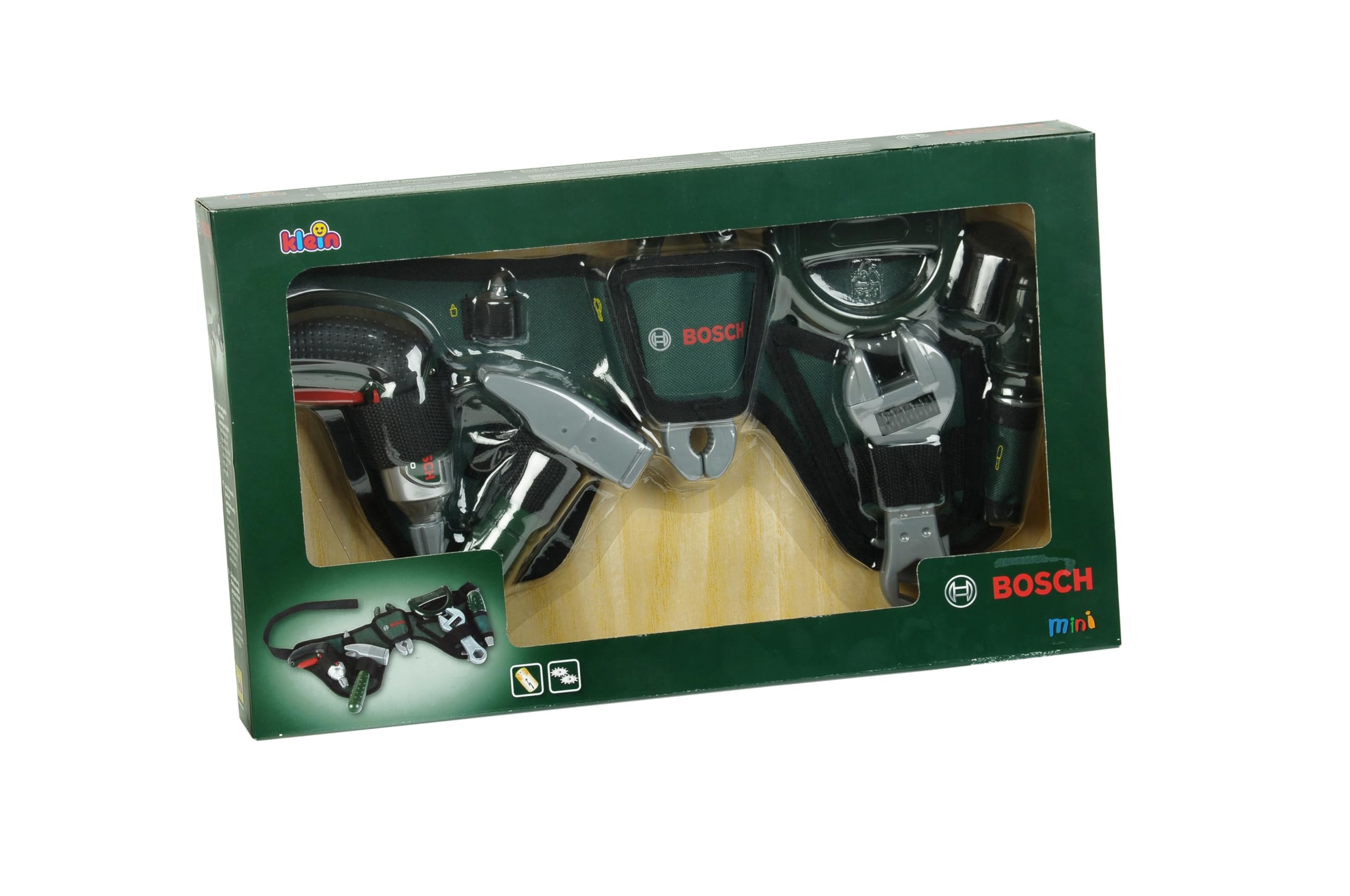 Theo Klein 8493 Cintura per attrezzi Bosch Con avvitatore a batteria Ixolino alimentato a batterie e diversi accessori Dimensioni: 76 cm x 24 cm x 4,5 cm Giocattolo per bambini a partire dai 3 anni di età