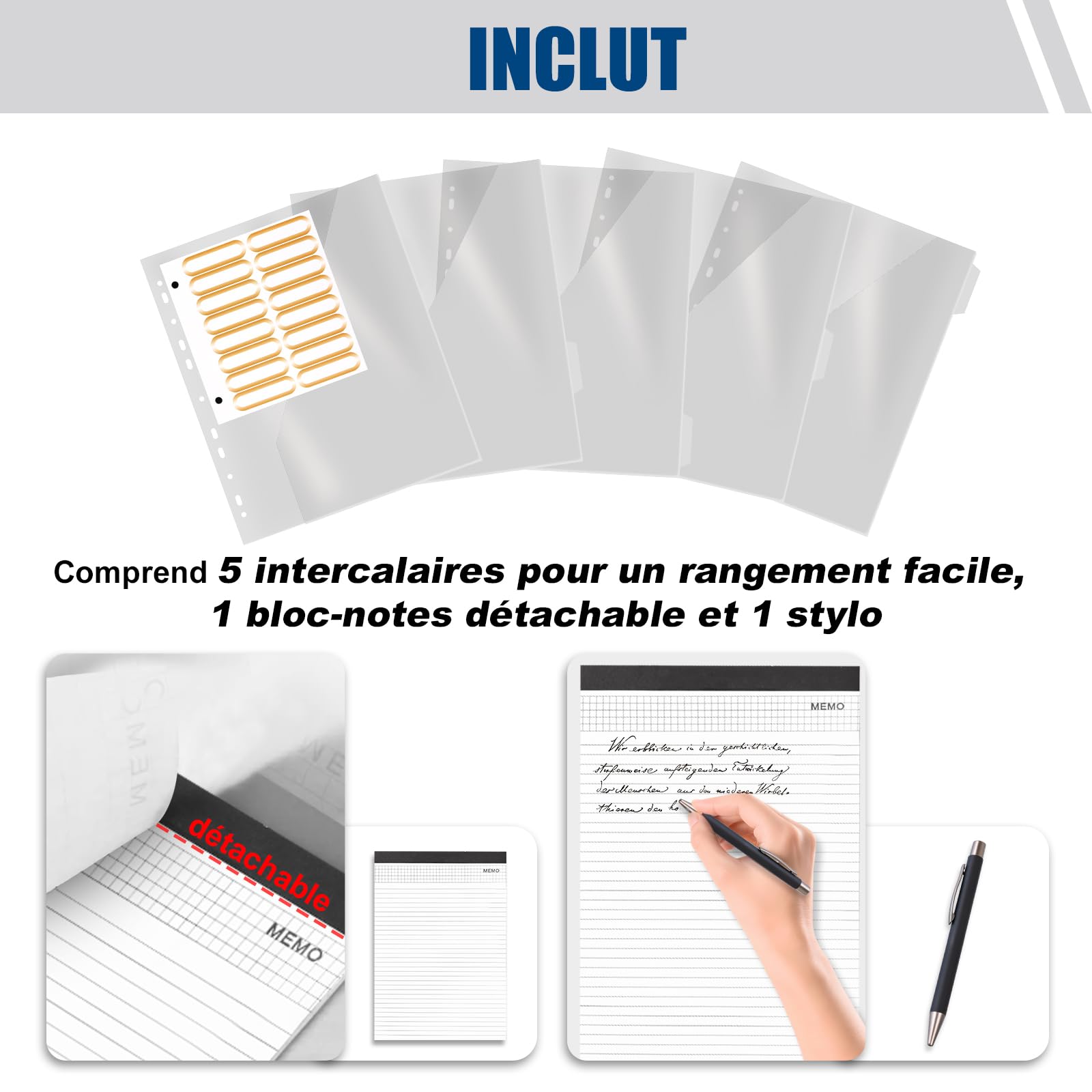 Porte Document A4 Cuir PU avec 5 Intercalaires, Portefeuille Portfolio Organiseur Bureau Noir