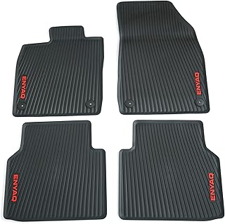 Skoda 5LA061500B All-Weather Floor Mats 4 x Rubber Mats Rubber Floor Mats with Enyaq Lettering, Black/Red