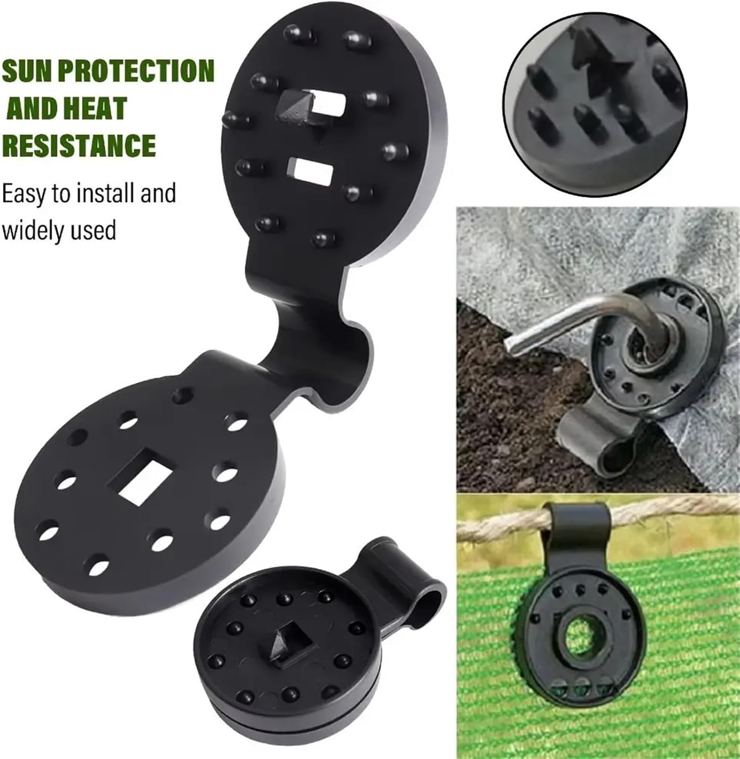 300Pcs Round Shade Cloth Plastic Clips Reusable Black Fabric Fix Clamps Accessory Lock Grip for Awning(Medium)