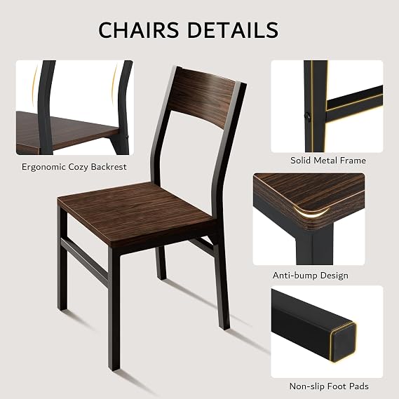iPormis 7 Pieces Dining Table & Chairs Set for 4-6, 63 Extendable Kitchen Table and 6 Chairs, Dining Room Table with MDF Board & Metal Frame, Perfect for Small Space, Easy Clean, Espresso