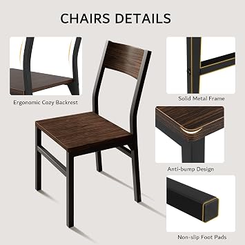iPormis 7 Pieces Dining Table & Chairs Set for 4-6, 63 Extendable Kitchen Table and 6 Chairs, Dining Room Table with MDF Board & Metal Frame, Perfect for Small Space, Easy Clean, Espresso
