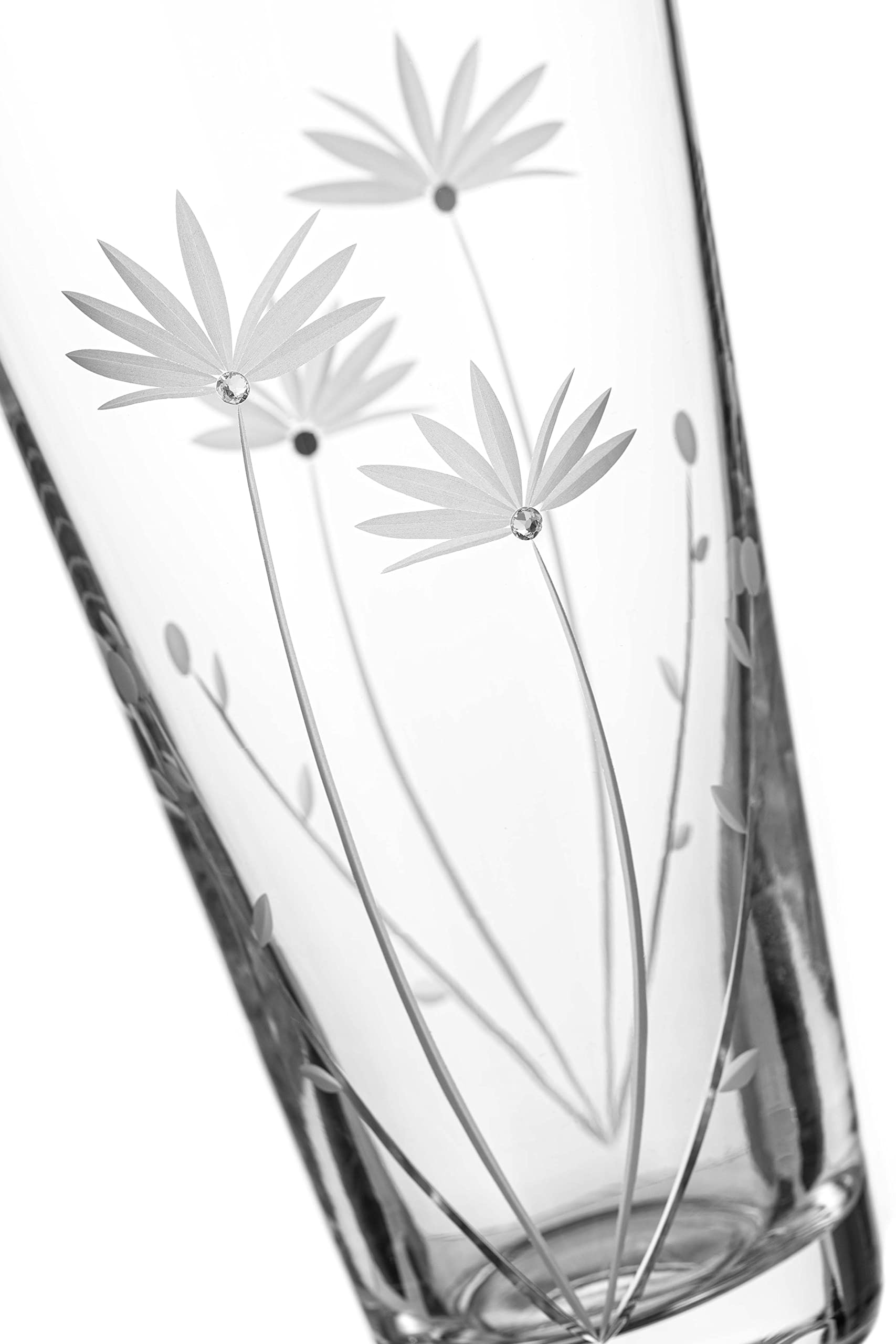 DIAMANTE Swarovski Crystal glass Vase "Bloom" - Hand Cut Flower Botanical Decoration with Swarovski Crystals - 25cm in gift box - Image 4
