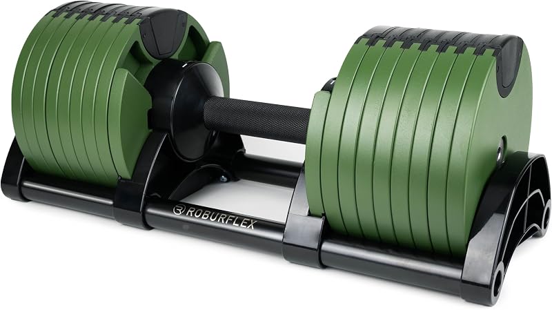 Adjustable Dumbbell (Single) 5-40/80lb, 5lb Increments, for Home Gym Fitness - Upto 20 weight settings (GREEN - 80LB)