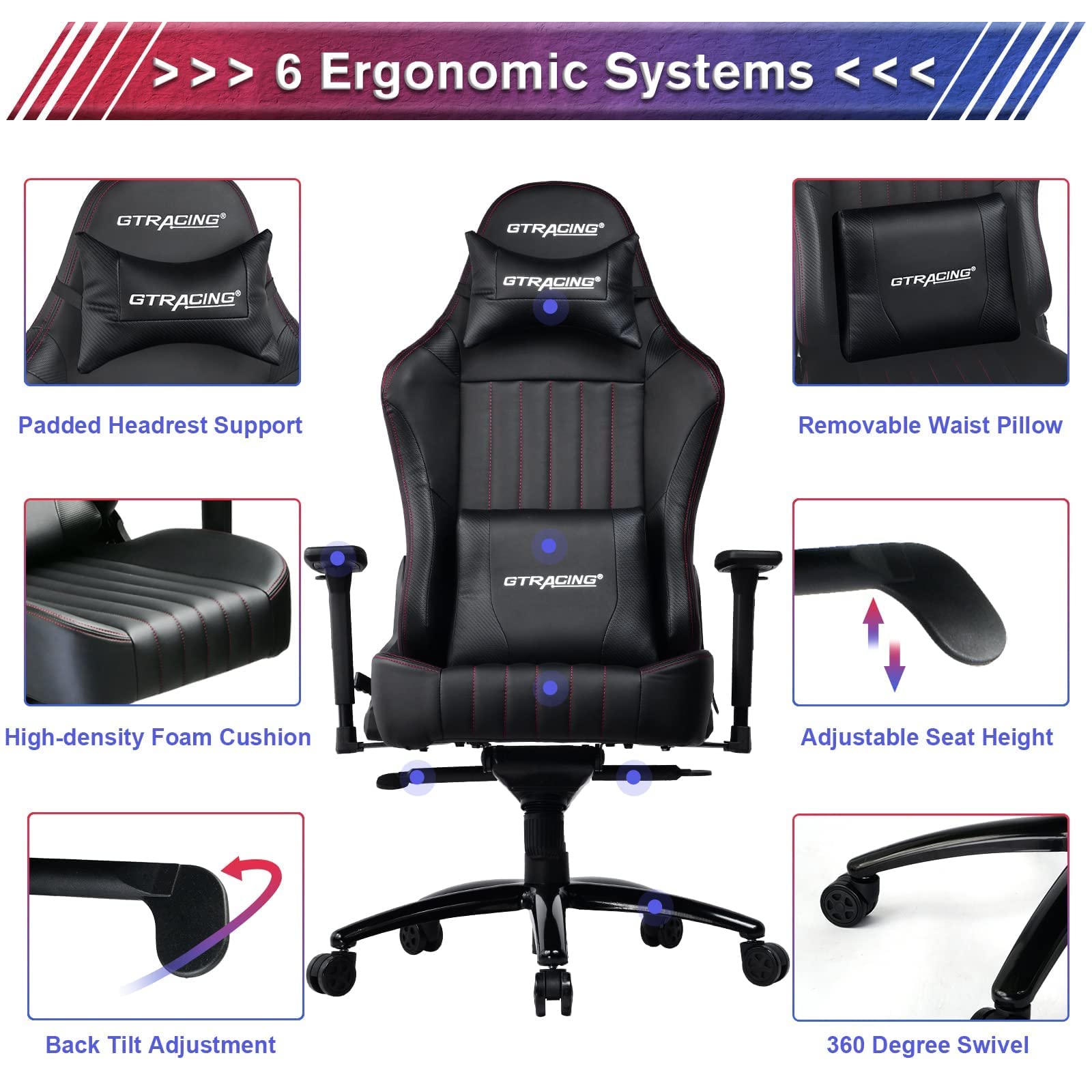 GTRACING Gaming Chair, Big and Tall Computer Chair, Ergonomic High Back