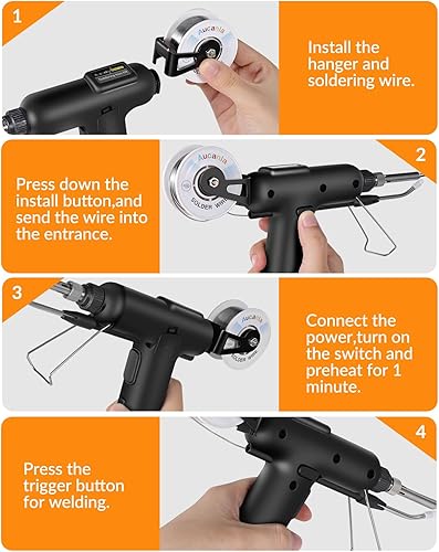 Miniatura 5 de Kit de soldador, pistola de soldadura automática de 80 W con calentador de cerámica, kit de soldadura 8 en 1, incluye pistola de soldadura, cable de