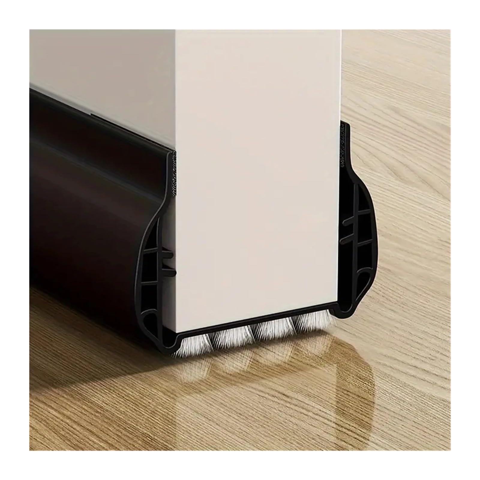 Draft Excluder For Doors Silent Door Sealing Strip With Brush Windproof Dustproof Thickened PVC Door Draft Stopper Bottom Weather Stripping(Black,2PCS)