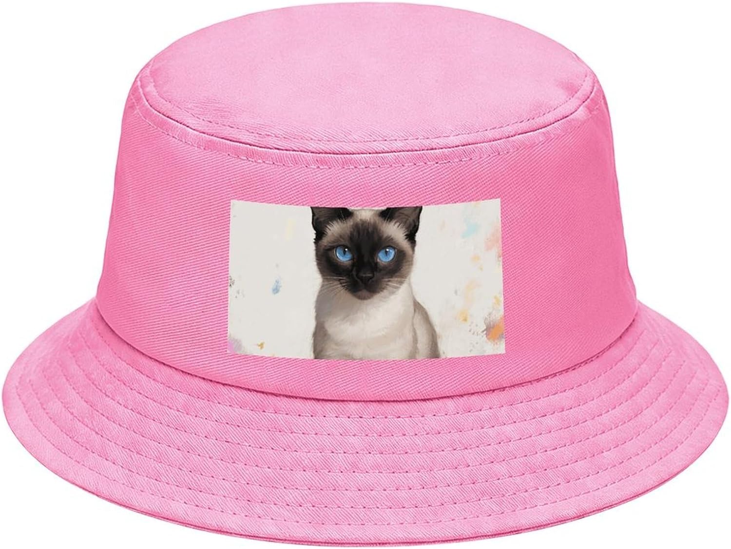 Siamese Cat Art Bucket Hat for Women Men Summer Sun Beach Bucket Cap, Unisex Outdoor Fisherman Hat