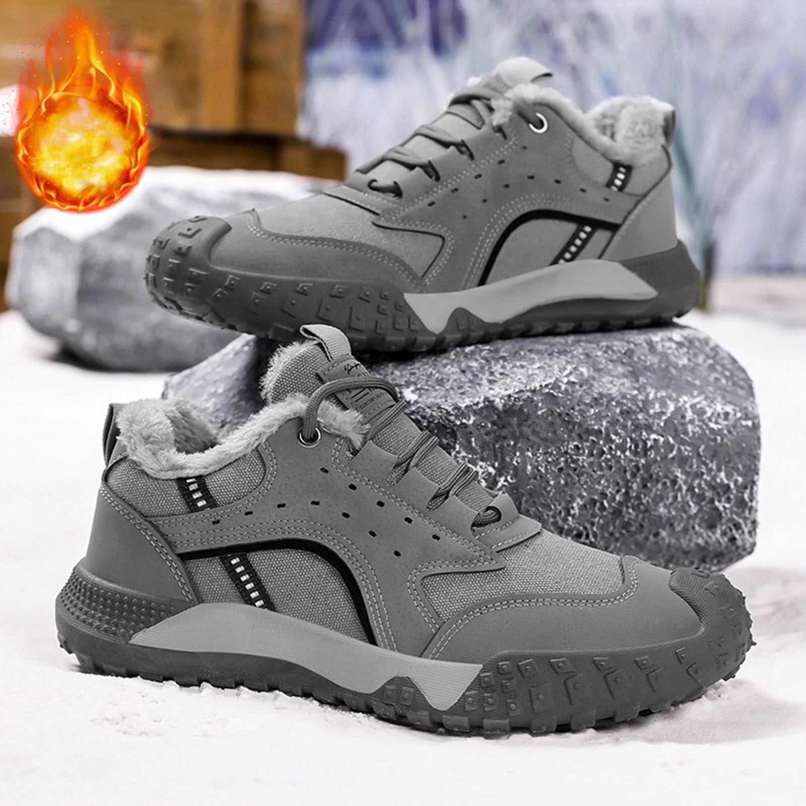 Outdoorschuhe Herren Gefüttert Wanderschuhe Herren Warm Schneeschuhe