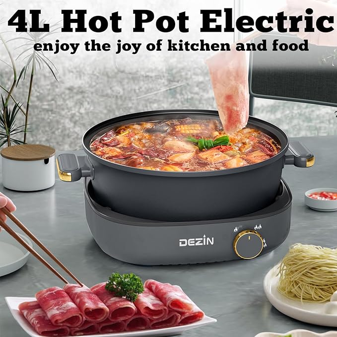 Olla Eléctrica Dezin Shabu Shabu Antiadherente 4L 1000W miniatura 2