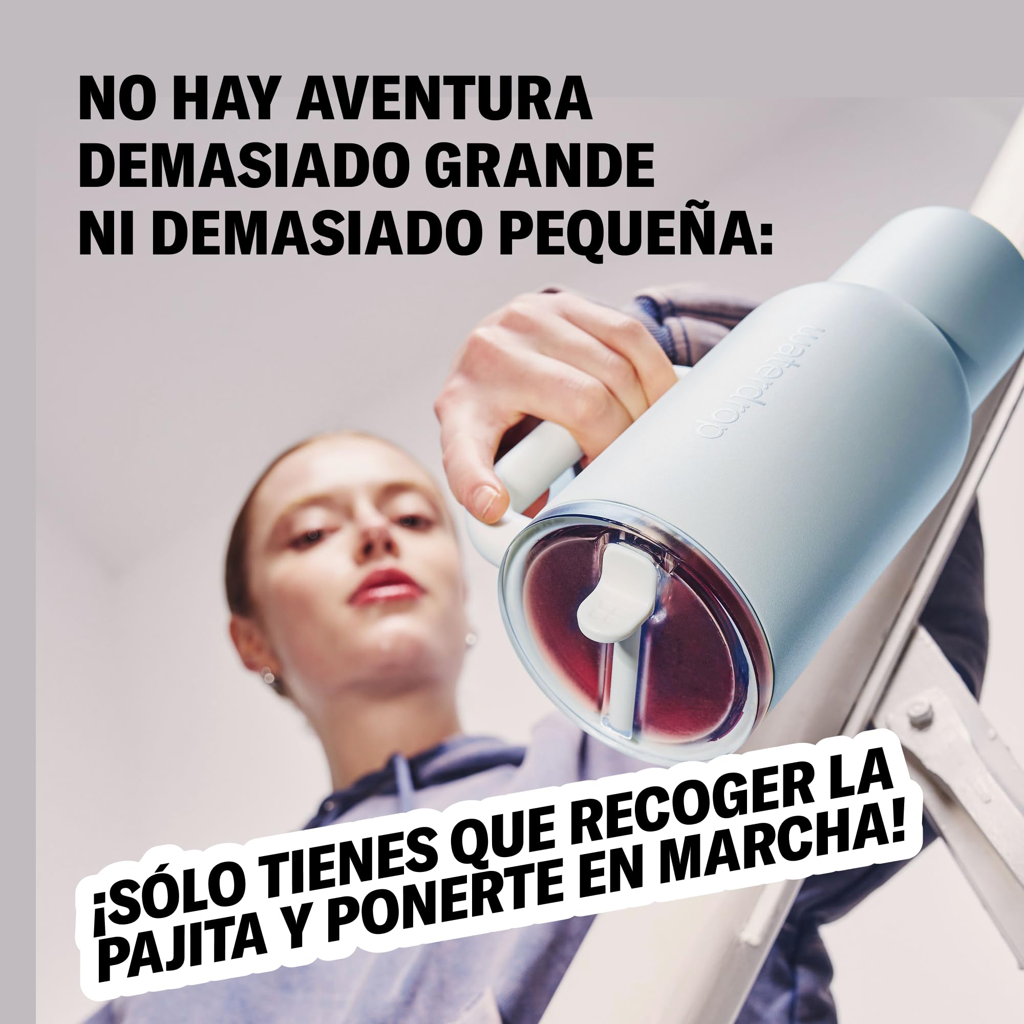 waterdrop® Botella Agua Acero Inoxidable 1.1 Litros - Thermo Conserva el Frío 12 Horas - con Pajita - Taza Térmica - Botella Térmica - Vaso Térmico