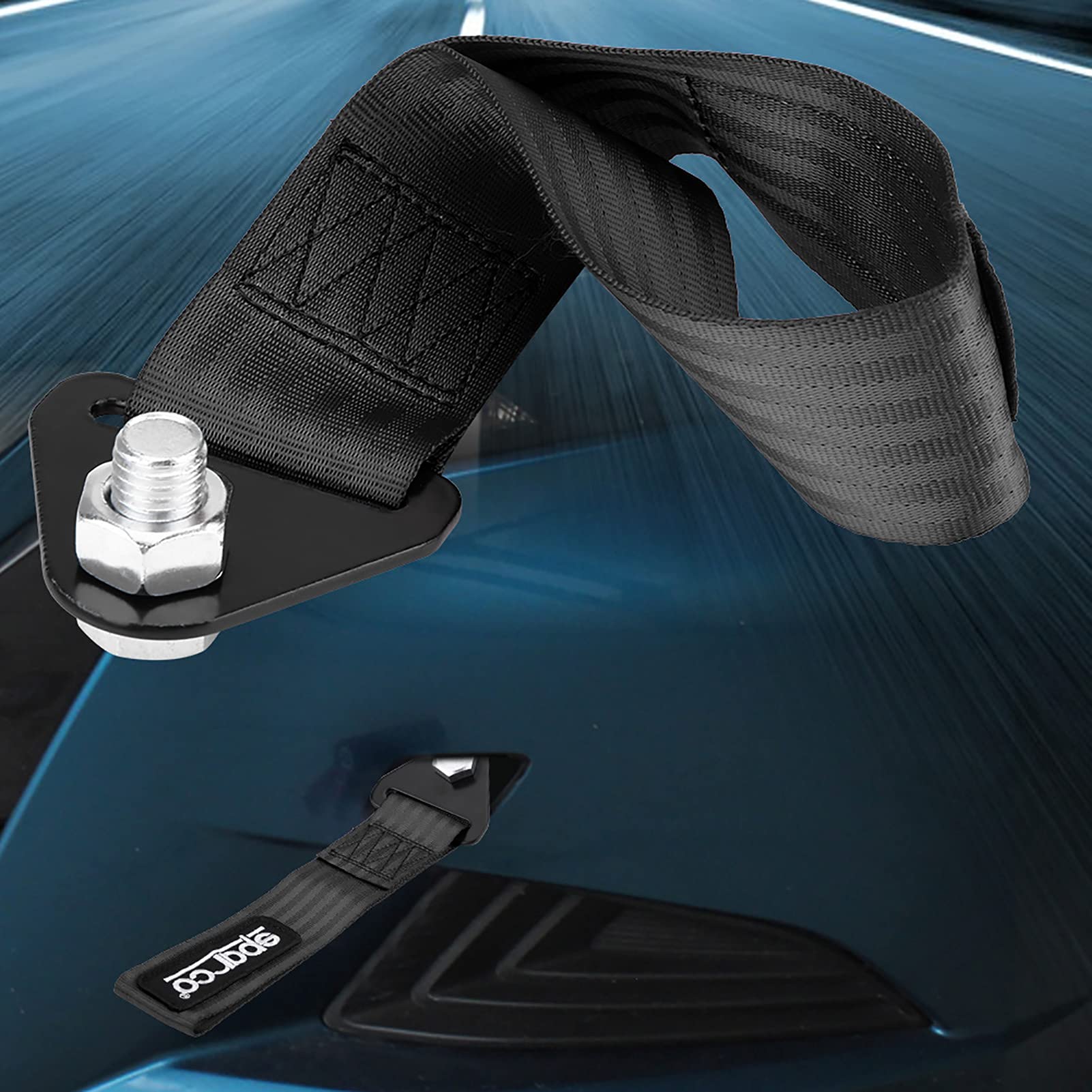 Cinghia Traino Universale ad alte Prestazioni Corda Traino Ricambio per Auto ad Resistenza Trailer Veicolo di Emergenza Rimorchio Corda per Gancio Traino Paraurti Anteriore Posteriore (Nero)