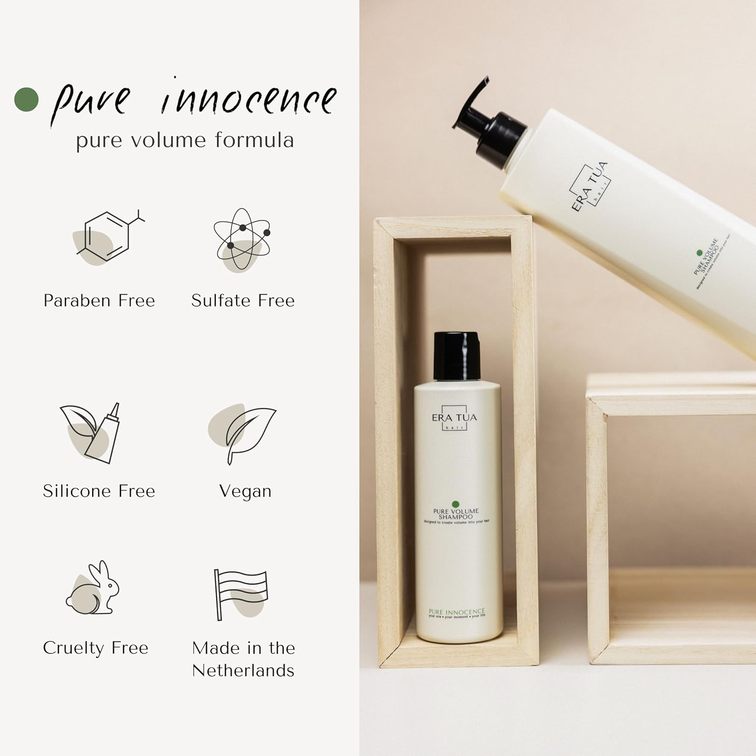 Pure Innocence Volume Conditioner | Dutch Made & Formulated | Boosts Volume for All Hair Types | Floral Scent of White Jasmine, curly hair conditioner Rose Ylang-Ylang & calendula | 750 ml