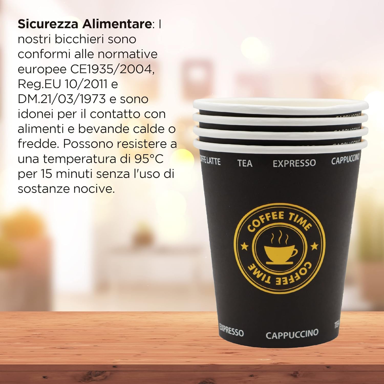 Ecobio and Go - 500 Bicchieri Acqua di Carta, 8oz (240ml), Biodegradabili e Compostabili, Perfetti per Bevande Calde e Fredde, Nessuna Plastica, Black Edition