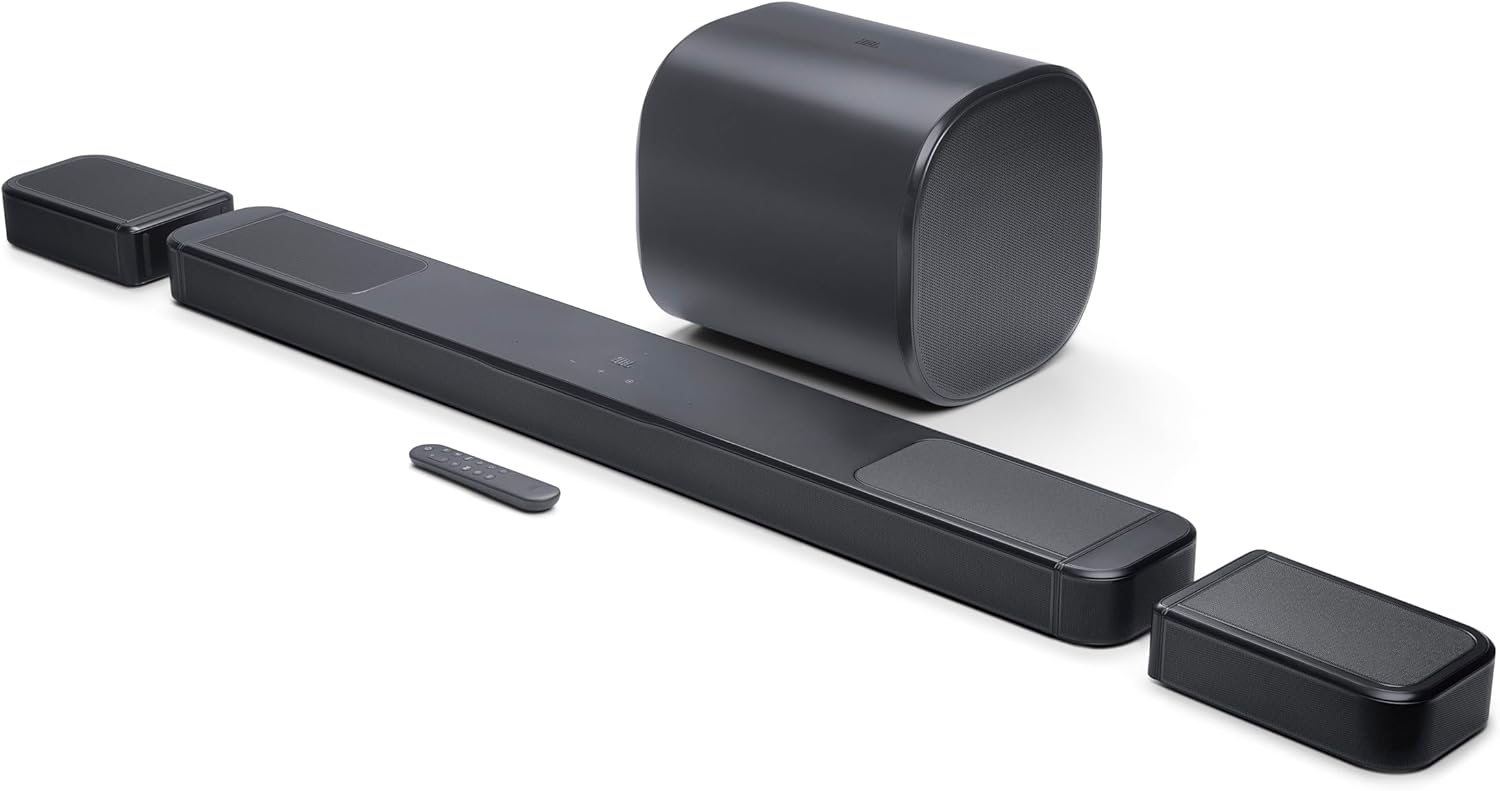 JBL Bar 1300MK2-11.1.4 Channel soundbar System with Detachable Surround Speakers & Dolby Atmos® & DTS:X®, 2470W max Output Power & an 8″ Dual-Driver Wireless subwoofer (Black)