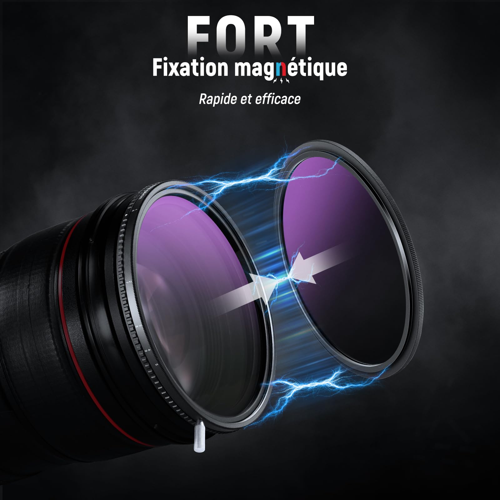 NEEWER Filtre ND Variable HD Vraies Couleurs 58mm ND2-512 (1-9 Stops),VND & Objectif Magnétique ND32, Filtre ND Multicouche,Pas de Décalage Couleur/Pas de Croisement X/Pas de Vignettage