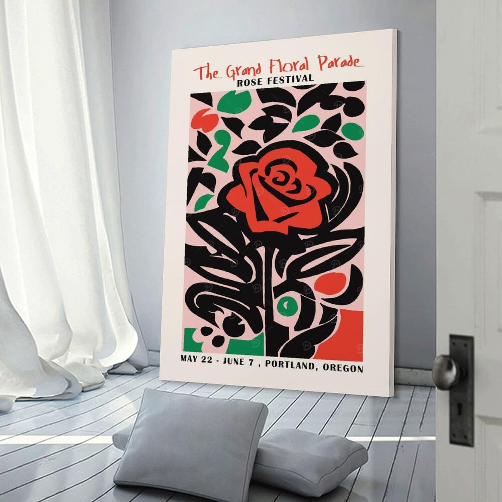 Junmoney Portland Rose Festival Decorative Canvas Print, 24x36inch(60x90cm), for Study, Office Or Focused Interiors, Canvas Wall Decor for Creative Rooms
