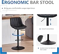 Vista 10 de YOUNIKE Bar Stools Set of 2 for Kitchen Island, Black Swivel Tall Bar Stools, Adjustable Barstools with Back, Faux Leather Padded Stools, Modern