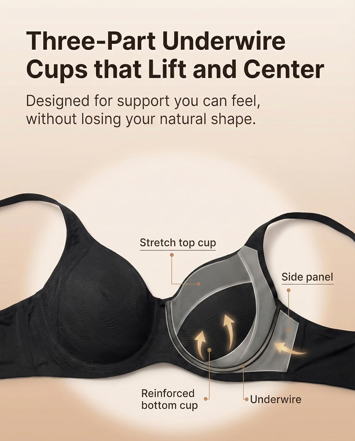 SHAPSHE Women's Full Coverage Jacquard Minimizer Bra, Underwire Smoothing Support Everyday Comfort Bra