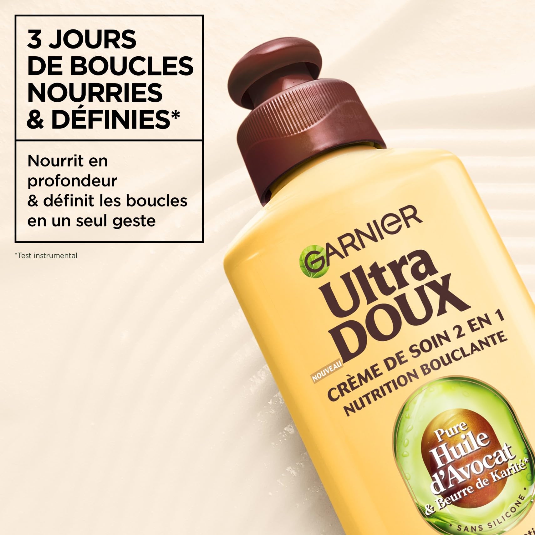 Garnier Ultra Doux Pure Huile d'Avocat & Beurre de Karité pour Cheveux Secs, Bouclés à Crépus - Crème de Soin 2-en-1 Nutrition Bouclante - Homme & Femme - 200ml - 3