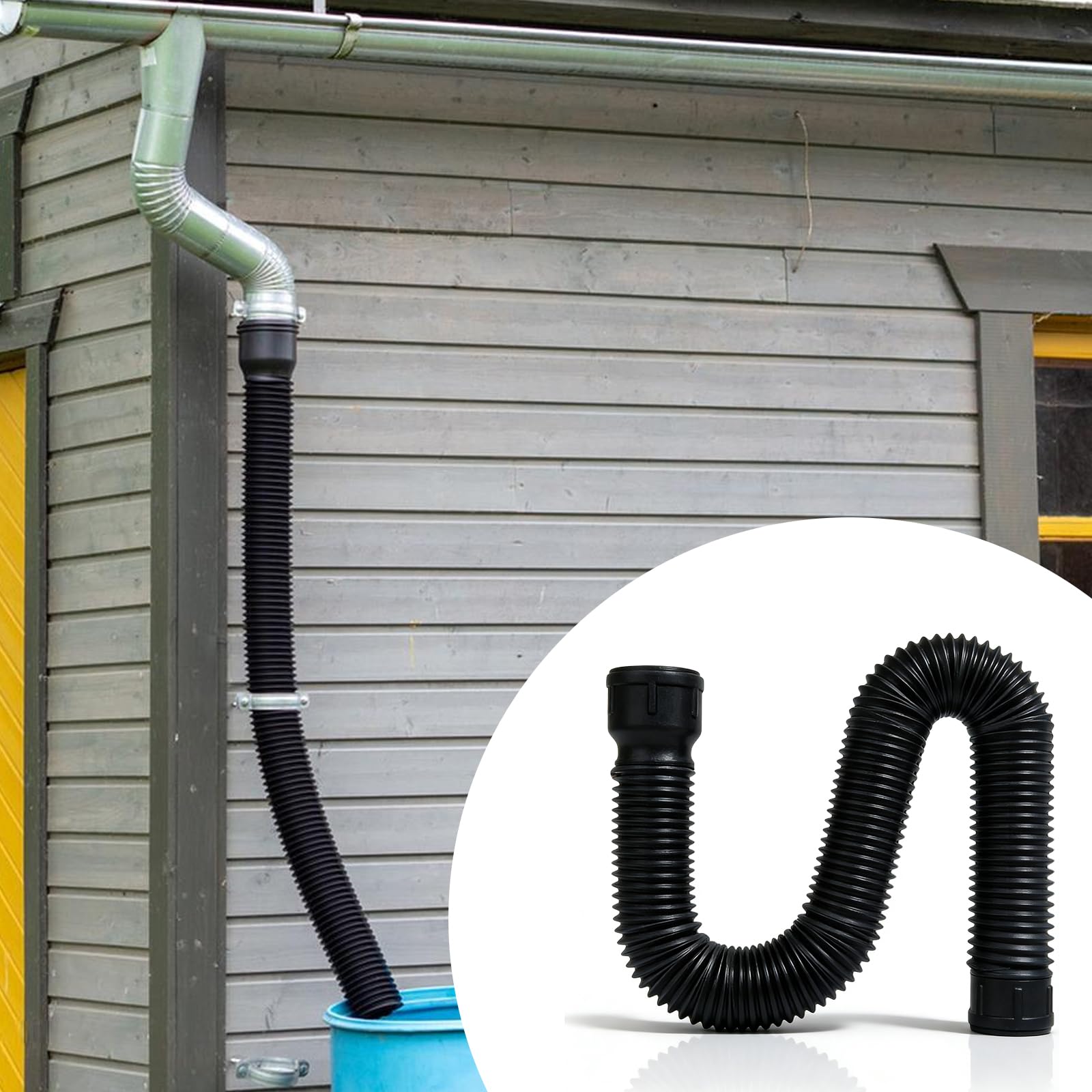 2 pezzi per grondaia, tubo flessibile di scarico, prolunga per grondaia, tubo di scarico 80/100 mm, nero, per case e case da giardino
