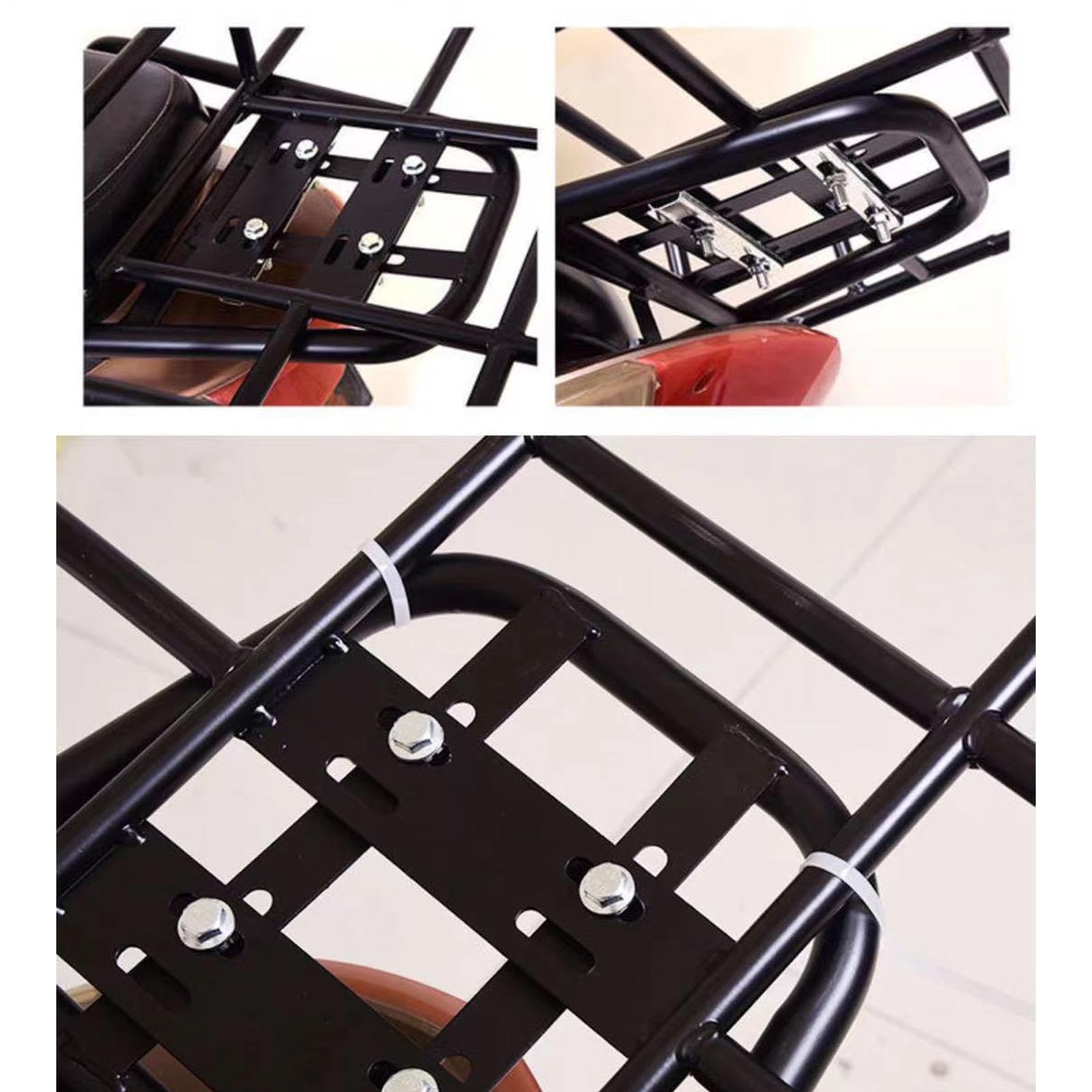Porte-vélos - Support arrière réglable en métal, cadre de support robuste, finition enduite antirouille, conception d'installation rapide | Support de panier de vélo pour vélos électriques, vélos et