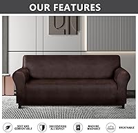 Vista 2 de molasofa Funda de sofá extragrande para decoración del hogar, suave funda de sofá de 3 cojines para sofá, funda de elastano similar al cuero. Funda