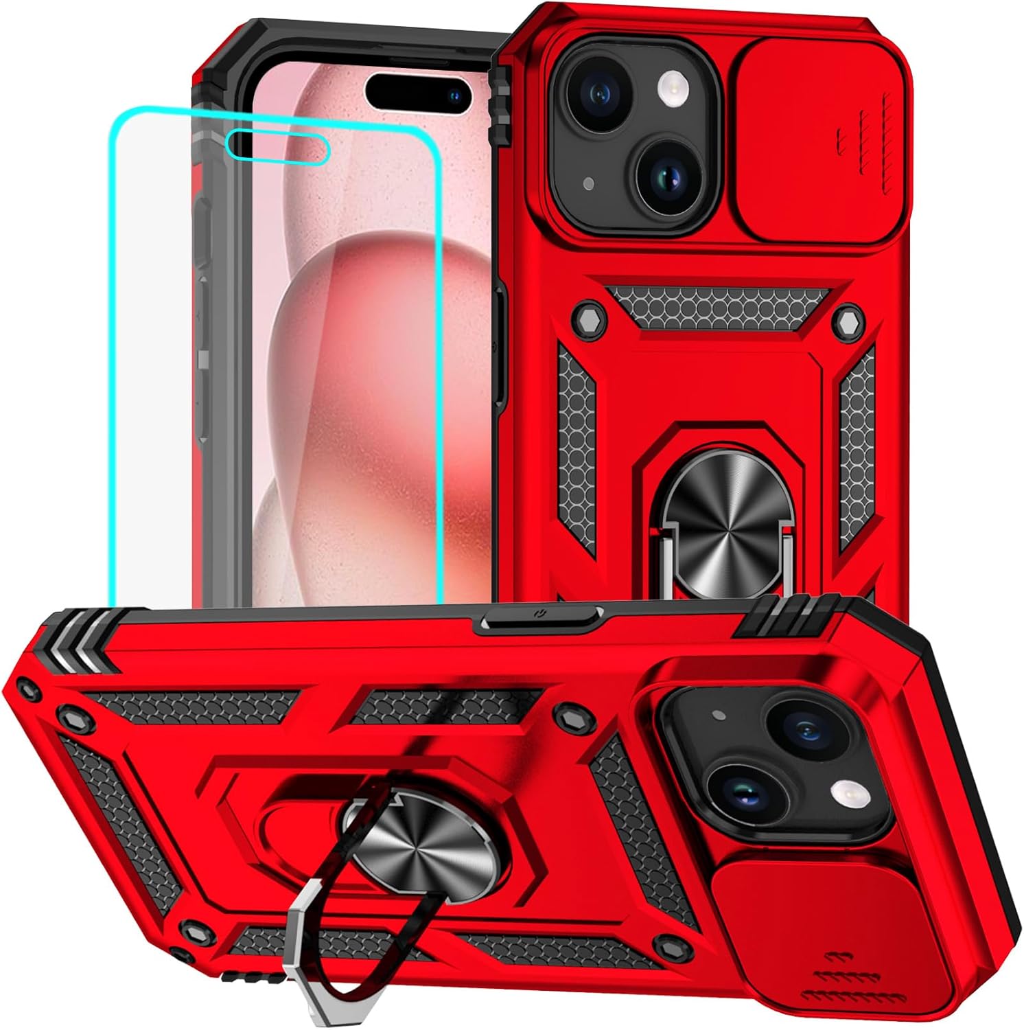 “Military Grade iPhone 15 Case with HD Screen Protector – Shockproof & 20ft Drop Tested