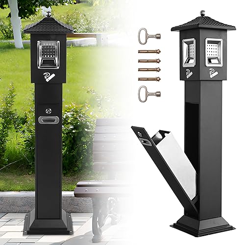 AIWFL Recipiente de basura para exteriores de 47 pulgadas de altura, cubo de basura comercial, contenedor de basura grande para cafeterías, oficina,