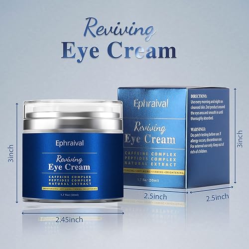 Miniatura 8 de Ephraival Crema de ojos para hombres, crema de ojos para ojeras e hinchazón, crema de ojos con cafeína antienvejecimiento para hombres, ilumina,