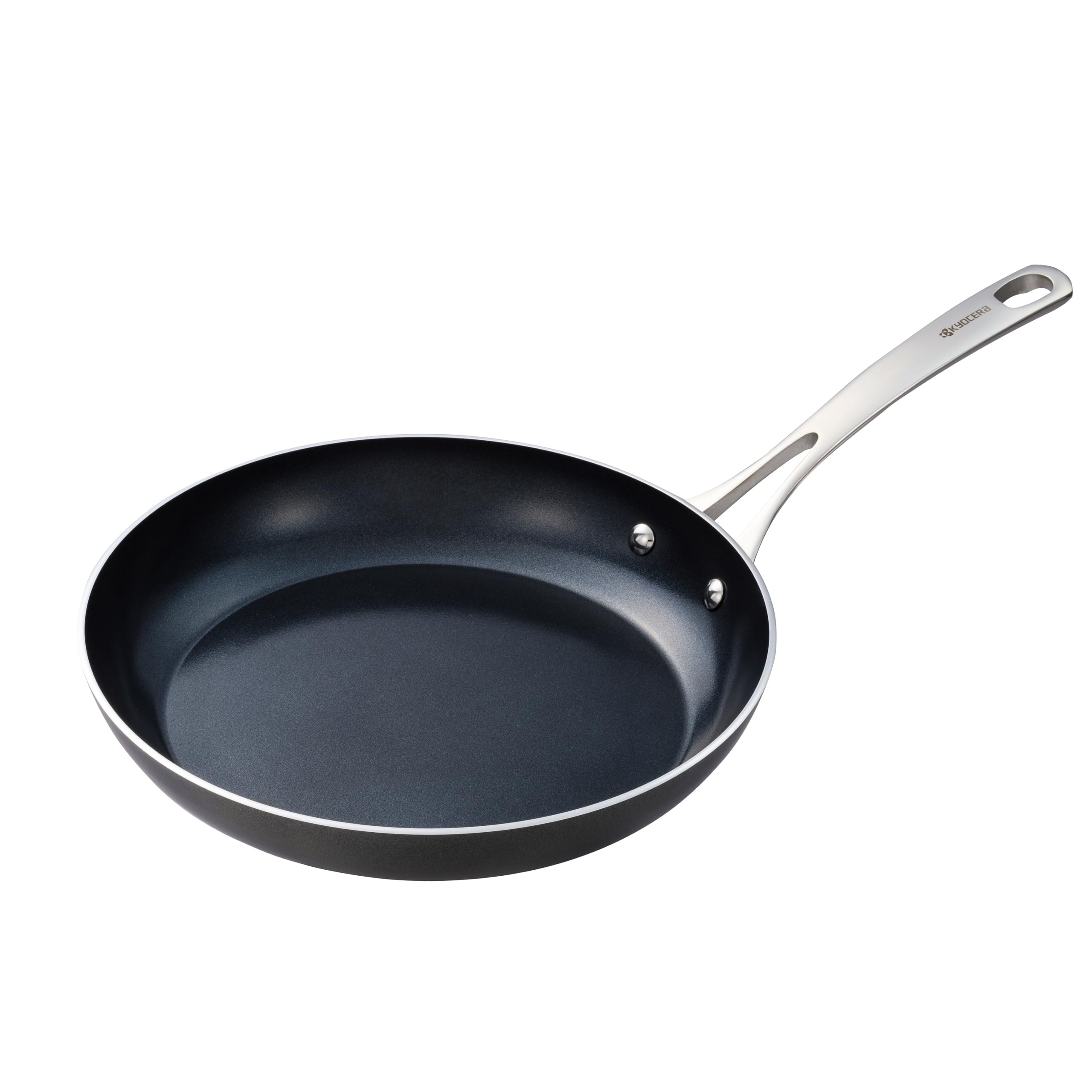 Kyocera Ceramic Frying Pan with Ceramic Non-Stick Coating, 26 cm, PFAS/PTFE Free, Stainless Steel Handle, Suitable for All Hob Types, Charcoal