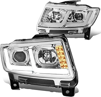 DNA MOTORING HL-HPL-JGC11-CH-CL1 Pair LED DRL Projector Headlight [for 11-13 Jeep Grand Cherokee]