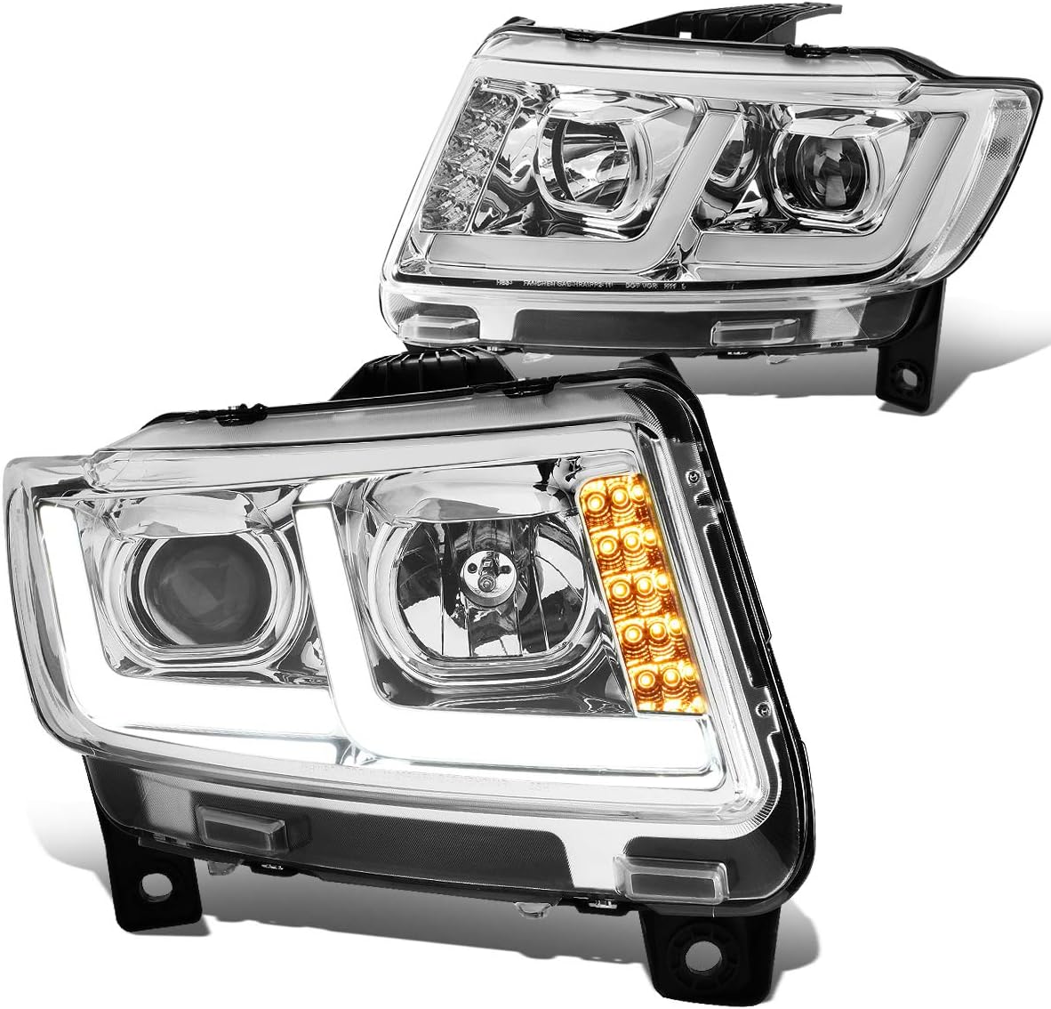 DNA MOTORING HL-HPL-JGC11-CH-CL1 Pair LED DRL Projector Headlight [for 11-13 Jeep Grand Cherokee]