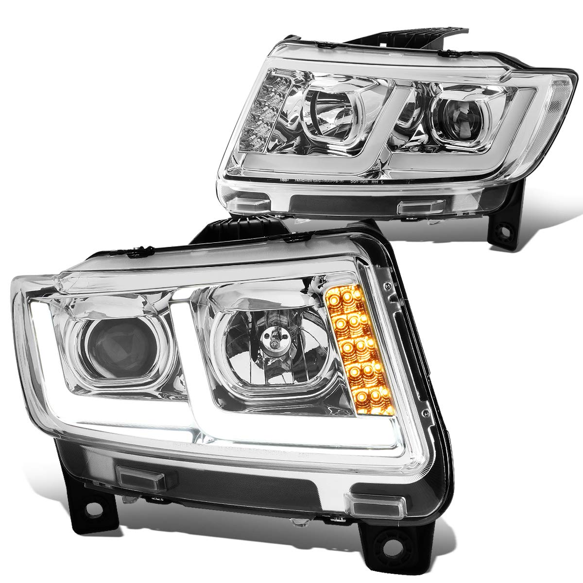 DNA MOTORING HL-HPL-JGC11-CH-CL1 Pair LED DRL Projector Headlight [for 11-13 Jeep Grand Cherokee]