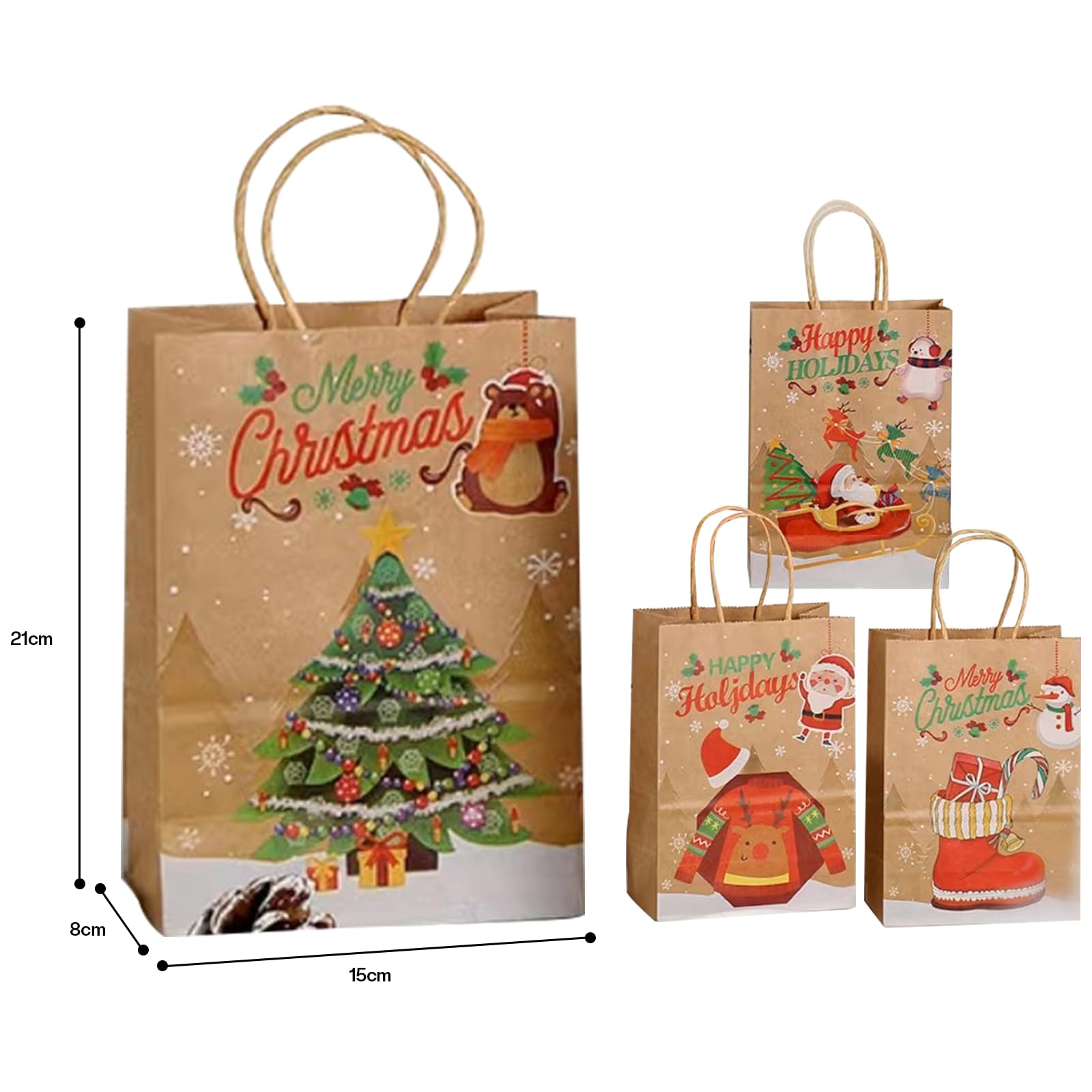 Bolsas De Papel Brillante Con Asas Para Regalos De Fiesta, Niños Y Adultos, Varios Colores, Paquete