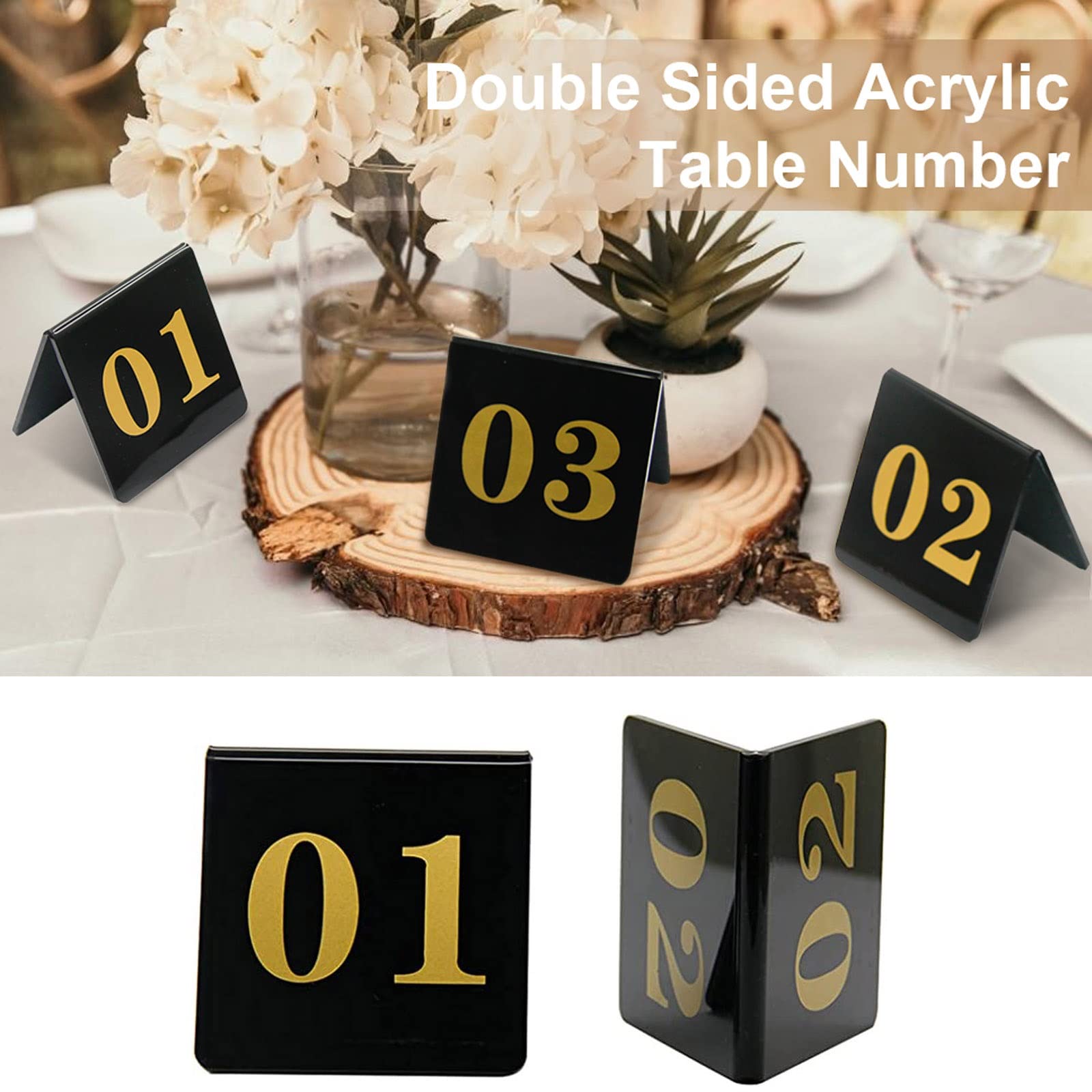 Soporte para letreros de Mesa, números Amarillos de Doble Cara, número de Mesa Estilo Tienda, Placa de Mesa Digital 3D, restaurantes, establecimientos y Eventos Especiales (1 50)