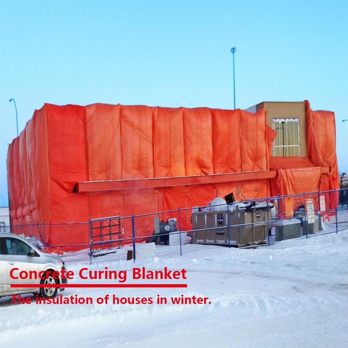 Concrete Curing Blanket, Multipurpose Use Weatherproof Winter Construction Insulated Waterproof Tarps (10ft x 12ft)