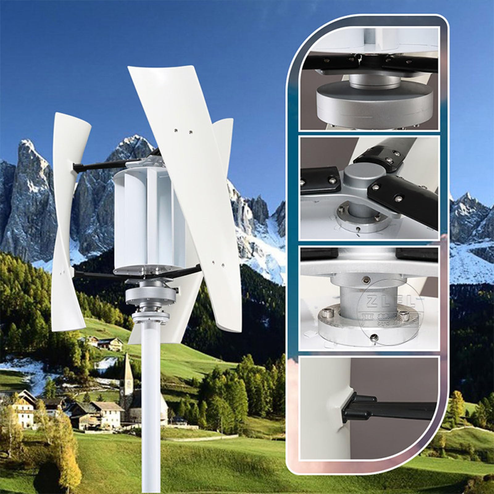 Kit de Generador de Turbina Eólica de 14000 W (12 V - 220 V) — Generador Eólico Portátil con 3 Palas y Controlador, Equipo para Sistemas de Energía Solar y Eólica 24V