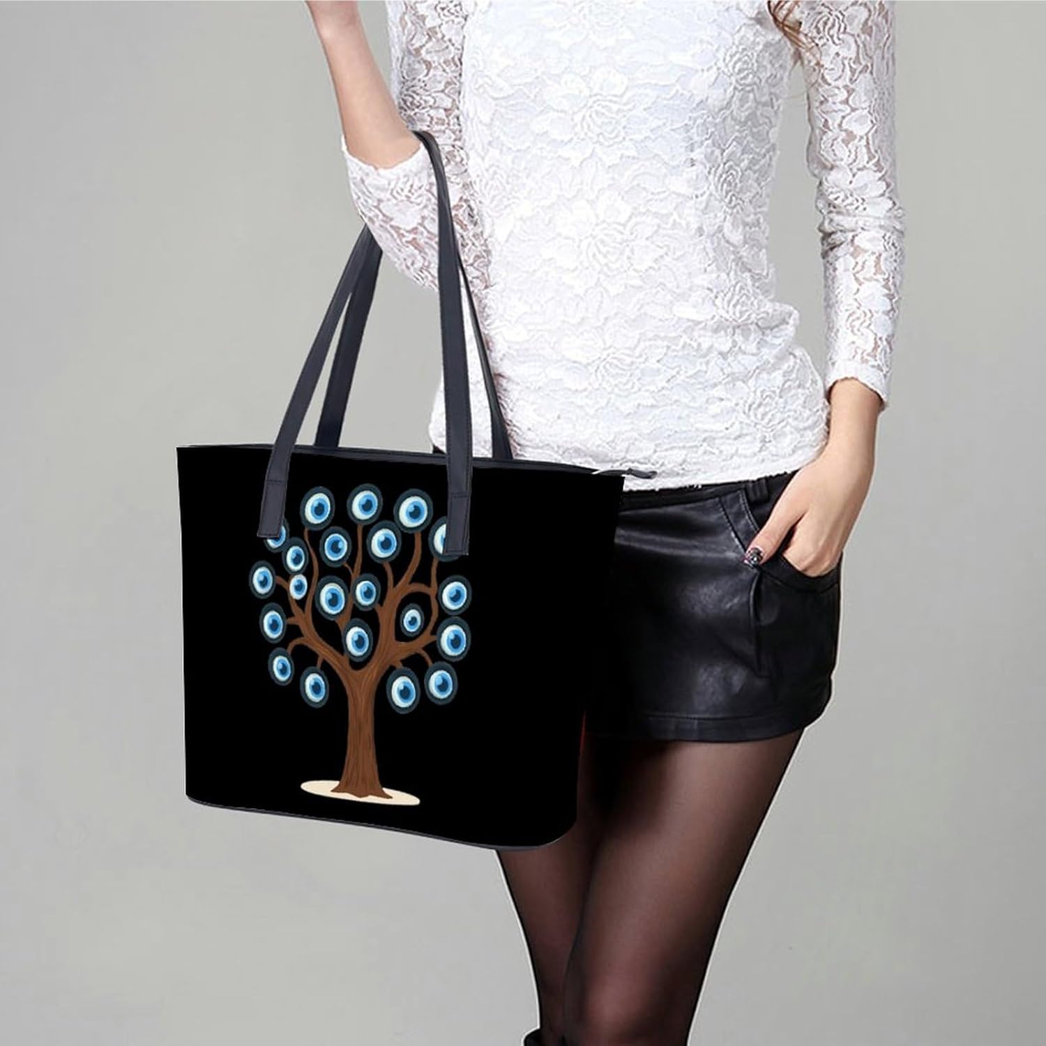 Evil Eye Tree Women's Satchel Handbags Tote Shoulder Bag Purses for Travel Shopping Work