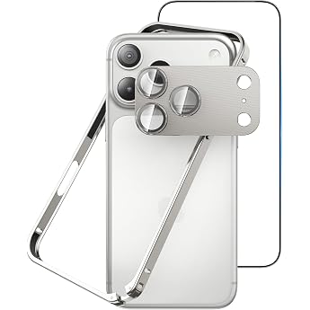 Metal Bumper Case for iPhone 17 Pro Max Aluminium Frame Slim Case [Separate Metal Lens Protector] [HD Tempered Glass Screen Protector] [Hippocampal Buckle Design] Cover for iPhone 17 Pro Max 6.9 Inch