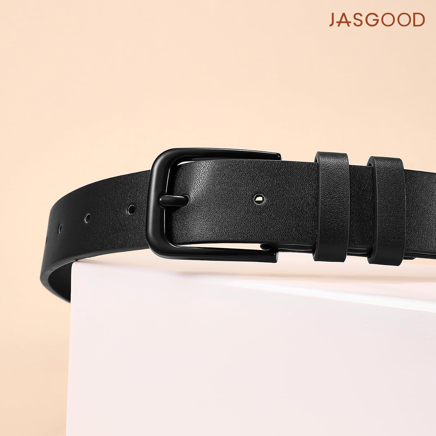 JASGOOD Women Leather Belt with Same Color Buckle Lady Waist Belt for Jeans image 2