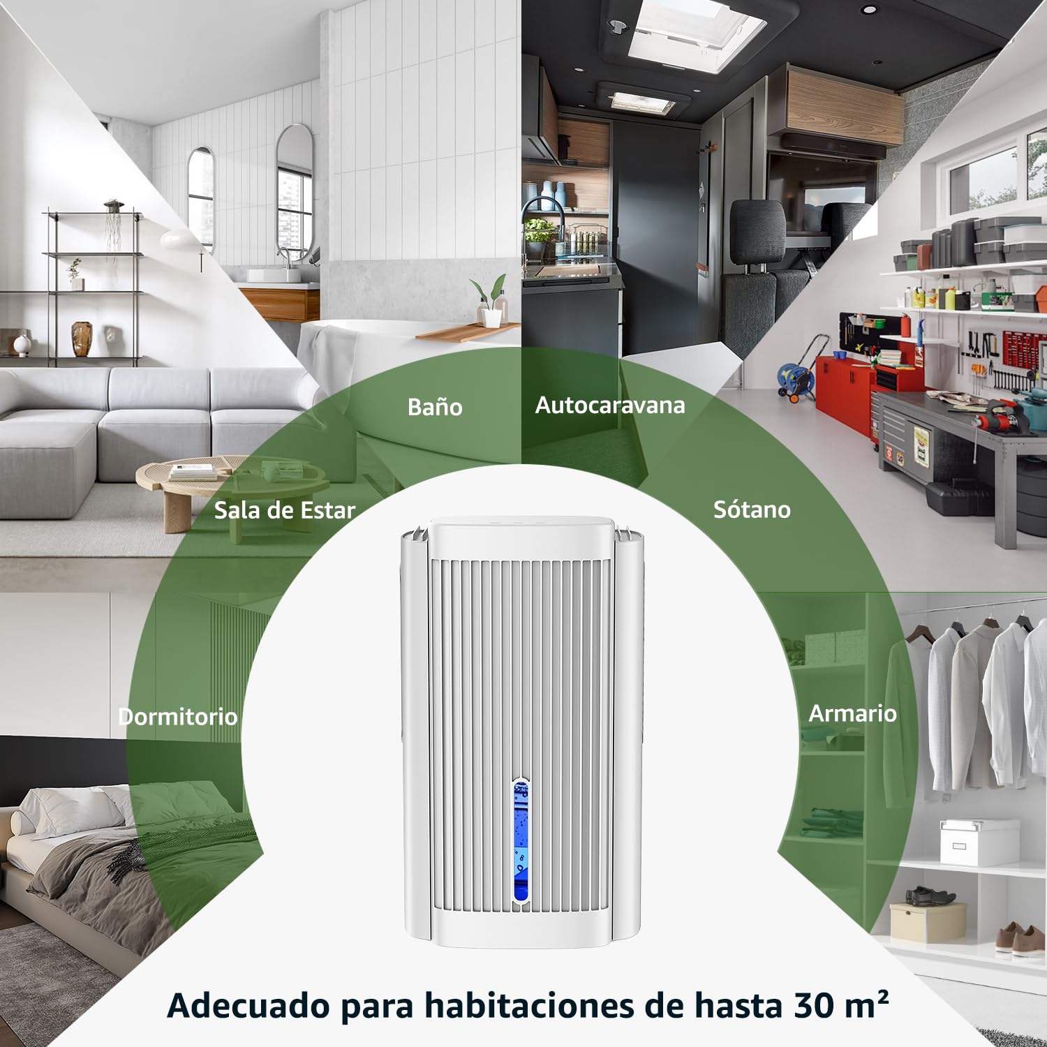 Deshumidificador Eléctrico 2,5 L para Casa, Absorbe Humedad Silencioso (<28 dB), Deshumidificador de Humedad para Dormitorio, Baño y Armario, Modo Sueño, Luz LED, Apagado Automático, Blanco