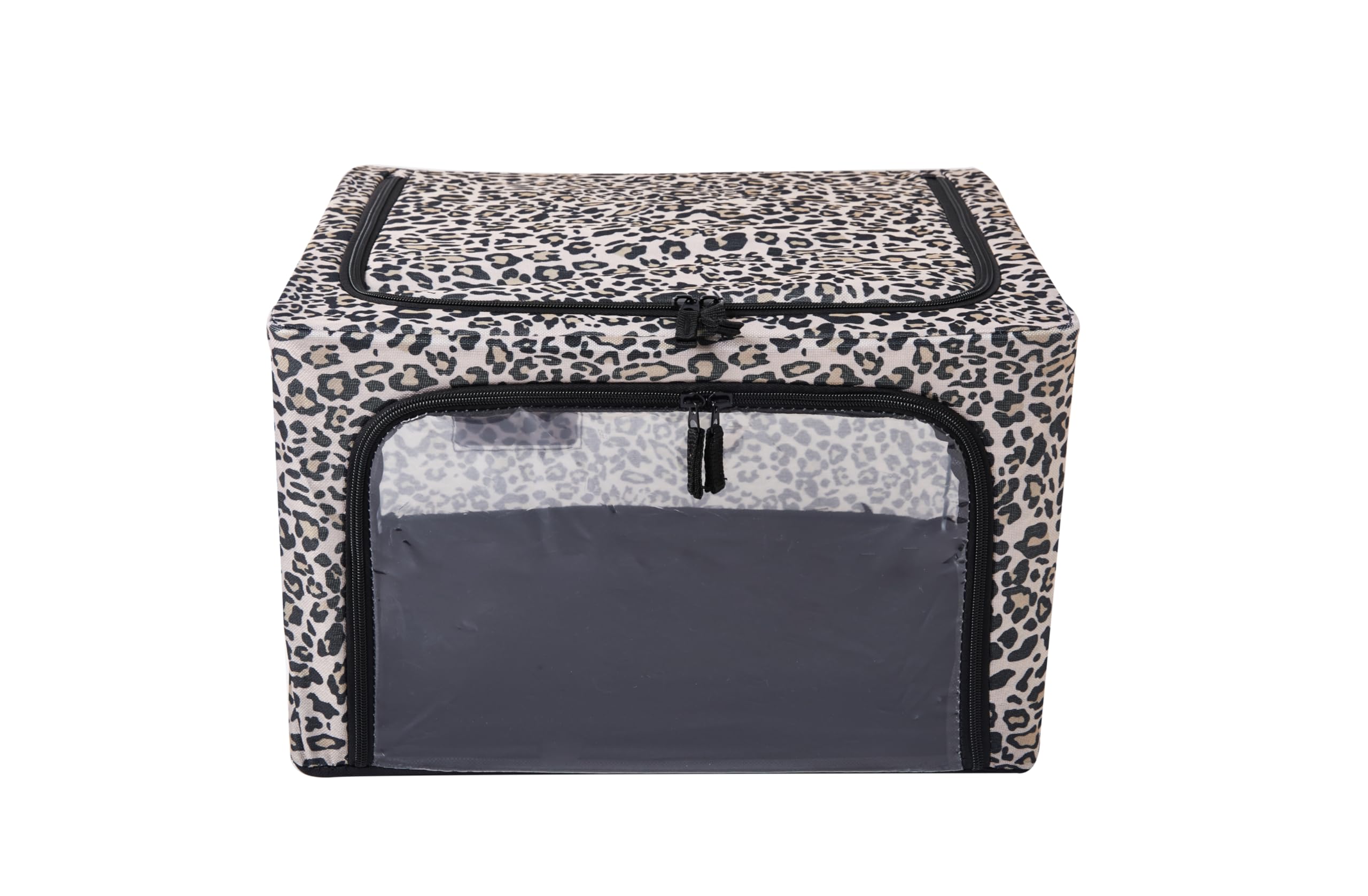 Periea ‘Beau’ Folding Collapsible Stackable Fabric Home Storage Boxes with Steel Frames (Jaguar Print, Small) — image 1