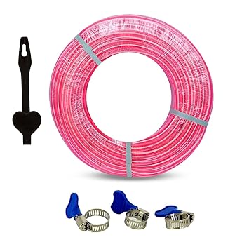 Amazon Brand - Umi Heavy Duty 3/4 Inch Highly Durable PVC Zebra Lining Hose Pipe Easy to Connect for Home Gardening/Watering/Garden Usage/Car Wash/Floor Cleaning (10 Meter Hose Pipe, Pink)