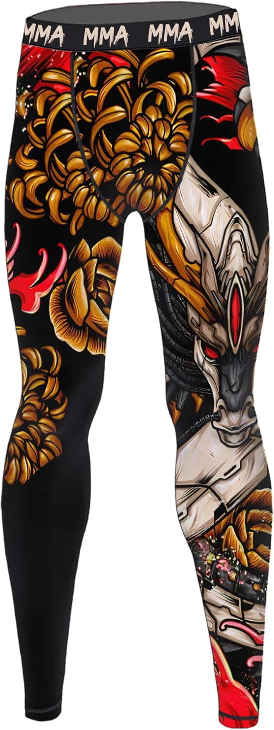 Men's Compression Pants Active Athletic Quick Dry Base Layer Leggings Spats for BJJ Running Gym Yoga MMA