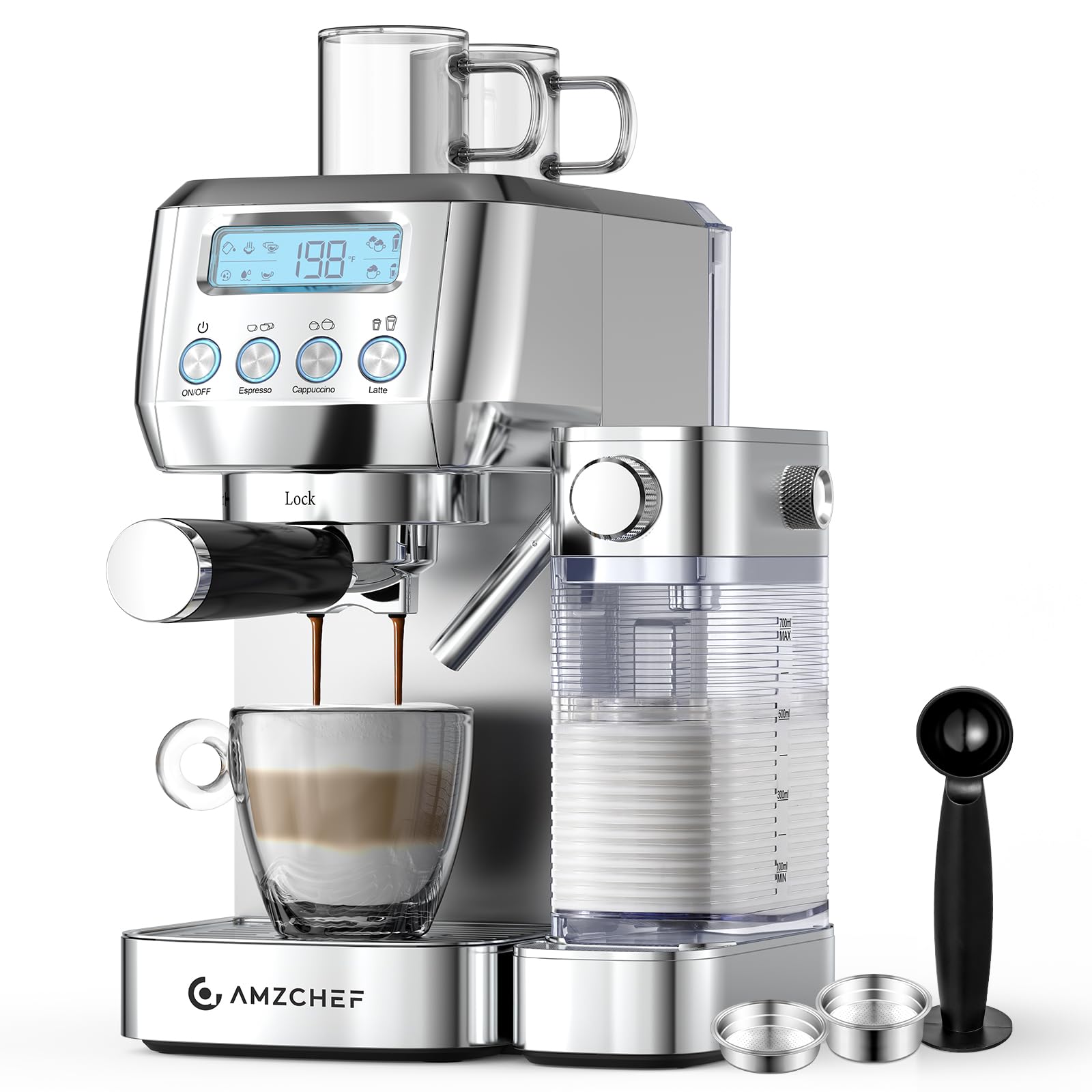 AMZCHEF Espresso Machine 2-in-1 LCD