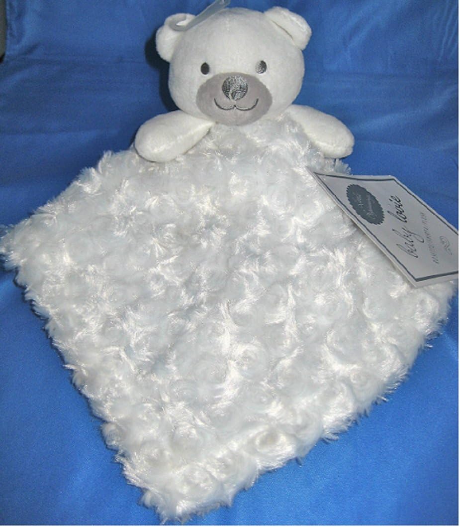 Little Beginnings Baby Lovie Blanket Cuddly White & Grey Rosette Bear