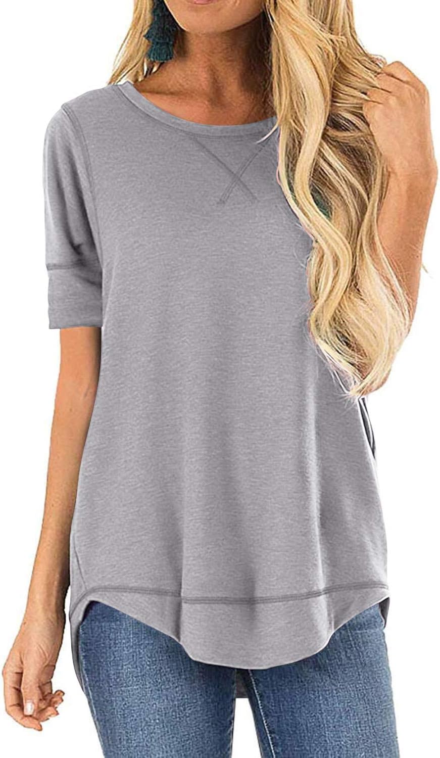 Women's Casual T-Shirt Long/Short Sleeve Side Split Tunic Tops Casual