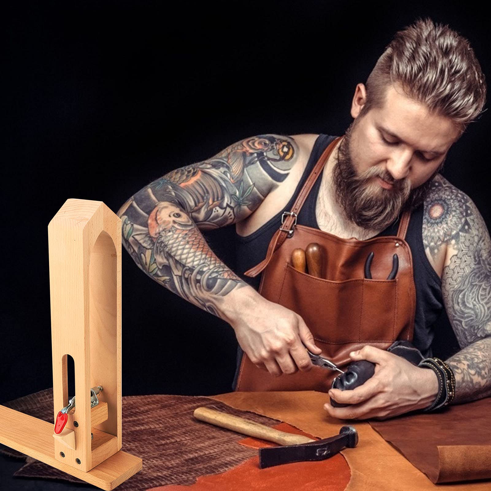 Pince à Main Pour Couture Du Cuir - Étau En Bois Réglable Pour Travaux De Maroquinerie (DIY)