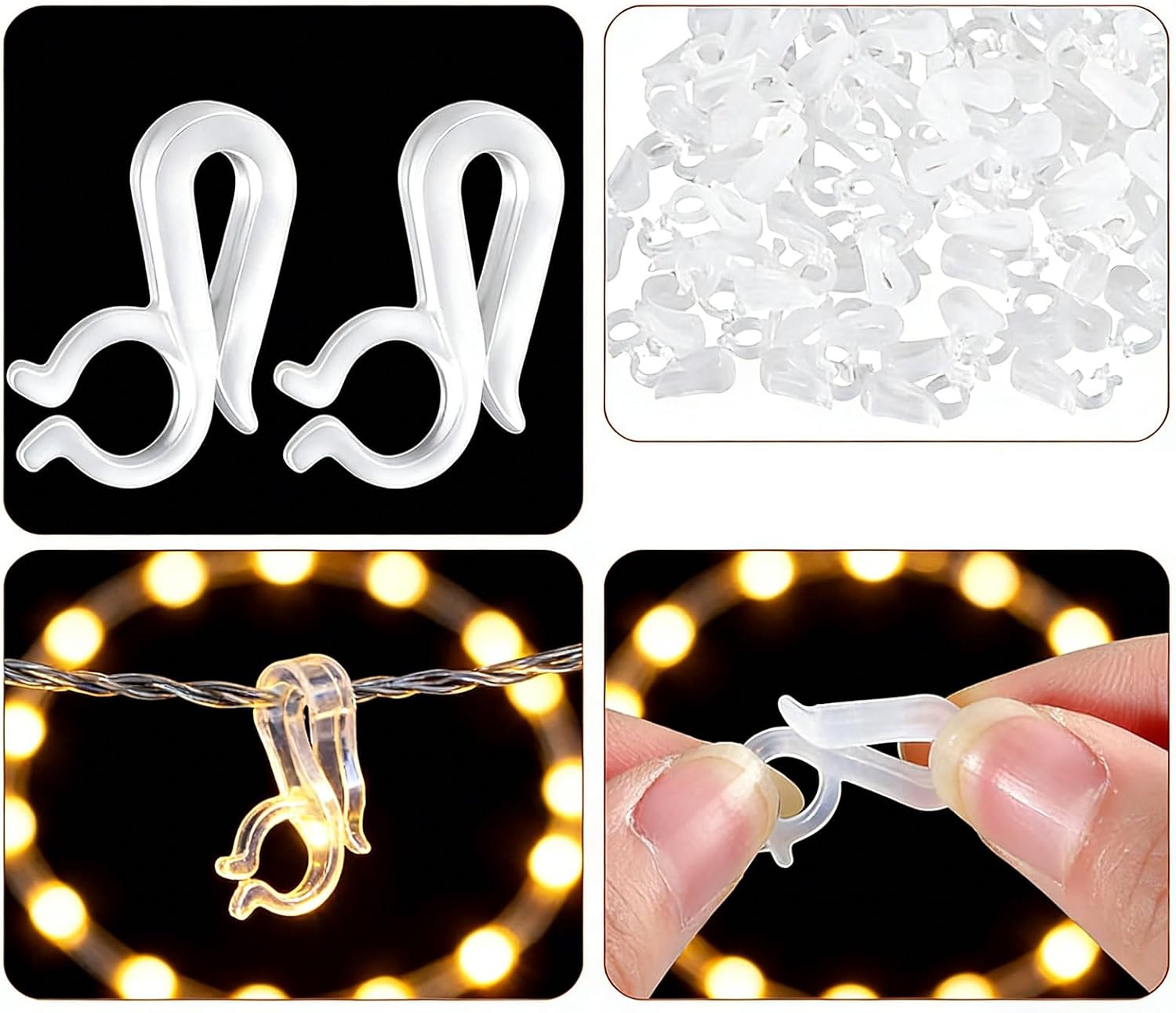 200 Weather Clear Fasteners for Easy Installation of Christmas Lights on Various Surfaces Party Light Holders